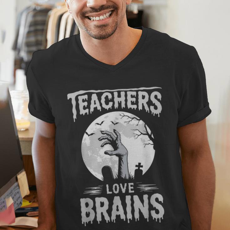 Halloween Teacher Tshirts Zombie Teachers Love Brains Men's V-Neck T-Shirt, funny gift Halloween Teacher Tshirts Zombie Teachers Love Brains Men's V-Neck T-Shirt, funny gift