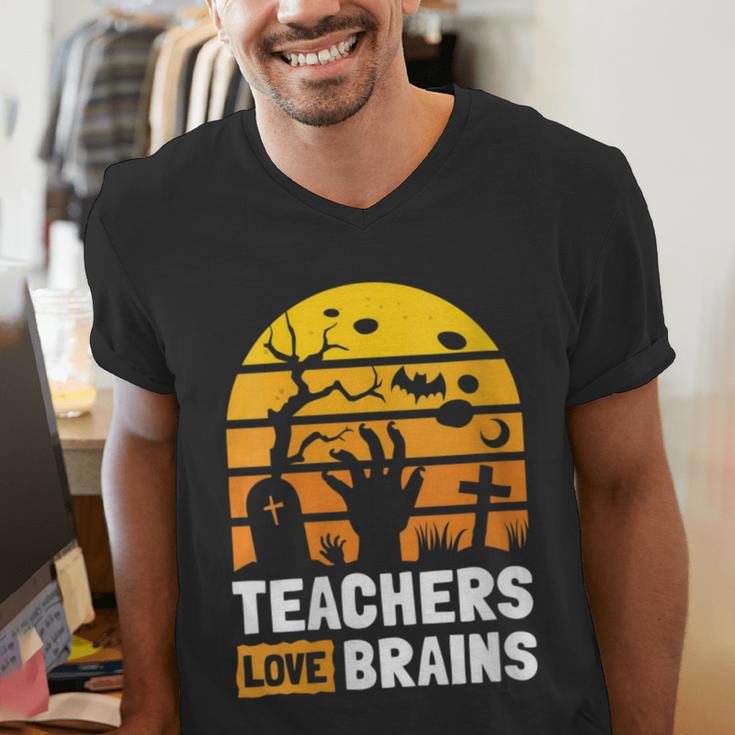Halloween Teachers Science Math Teachers Love Brains Men's V-Neck T-Shirt, Science Teacher Shirts, funny gift Halloween Teachers Science Math Teachers Love Brains Men's V-Neck T-Shirt, Science Teacher Shirts, funny gift