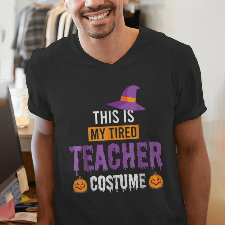 Halloween Teachers This Is My Tired Teacher Costume Men's V-Neck T-Shirt, funny gift Halloween Teachers This Is My Tired Teacher Costume Men's V-Neck T-Shirt, funny gift