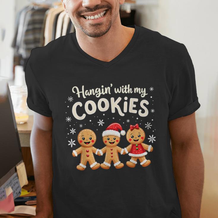 Hangin With My Cookies Gingerbread Christmas Teacher Men's V-Neck T-Shirt, funny gift Hangin With My Cookies Gingerbread Christmas Teacher Men's V-Neck T-Shirt, funny gift