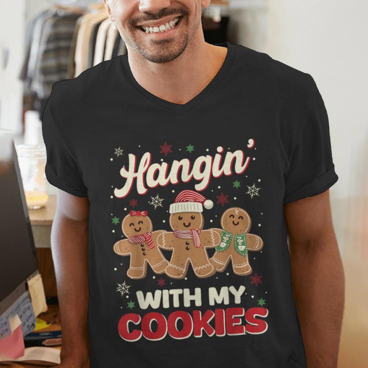 Hangin With My Cookies Gingerbread Man Xmas Teacher Men's V-Neck T-Shirt, funny gift Hangin With My Cookies Gingerbread Man Xmas Teacher Men's V-Neck T-Shirt, funny gift
