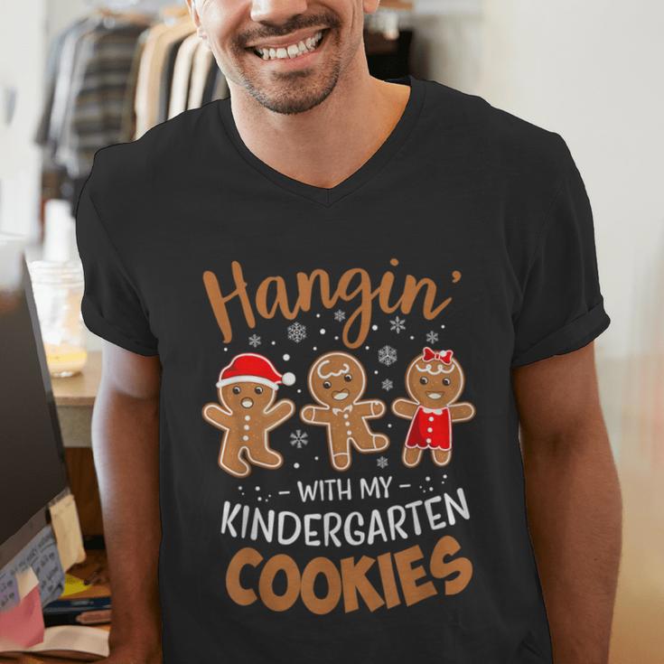 Hangin My Kindergarten Cookie Gingerbread Christmas Teacher For Men Women Kids Men's V-Neck T-Shirt, funny gift Hangin My Kindergarten Cookie Gingerbread Christmas Teacher For Men Women Kids Men's V-Neck T-Shirt, funny gift