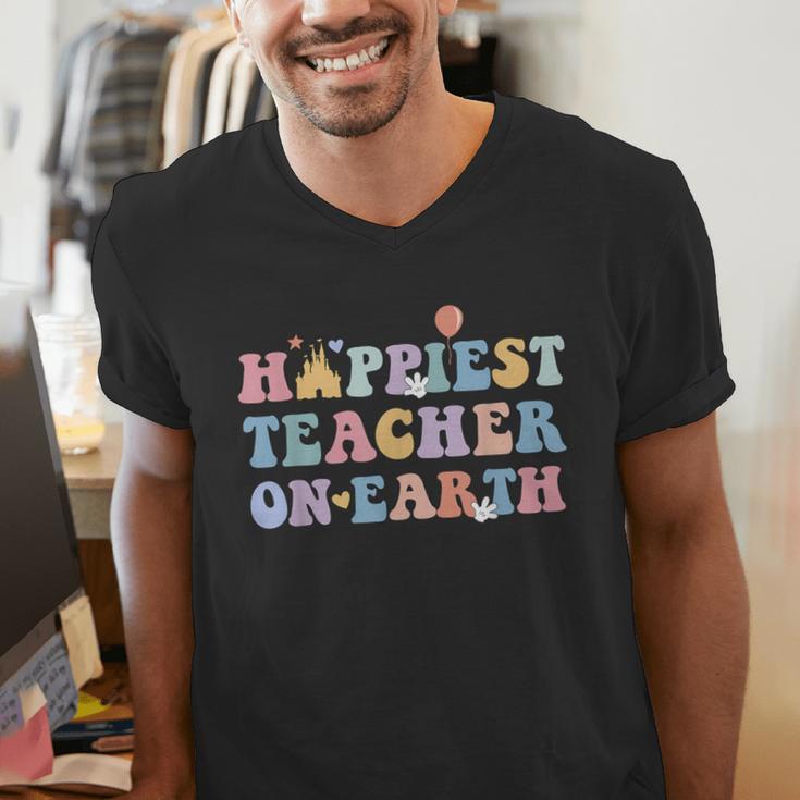 Happiest Teacher On Earth First Day Of School Back To School Men's V-Neck T-Shirt, funny gift Happiest Teacher On Earth First Day Of School Back To School Men's V-Neck T-Shirt, funny gift