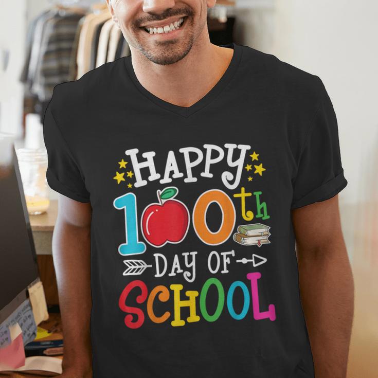Happy 100th Day Of School Teachers 100 Days Of School Kids Men's V-Neck T-Shirt, funny gift