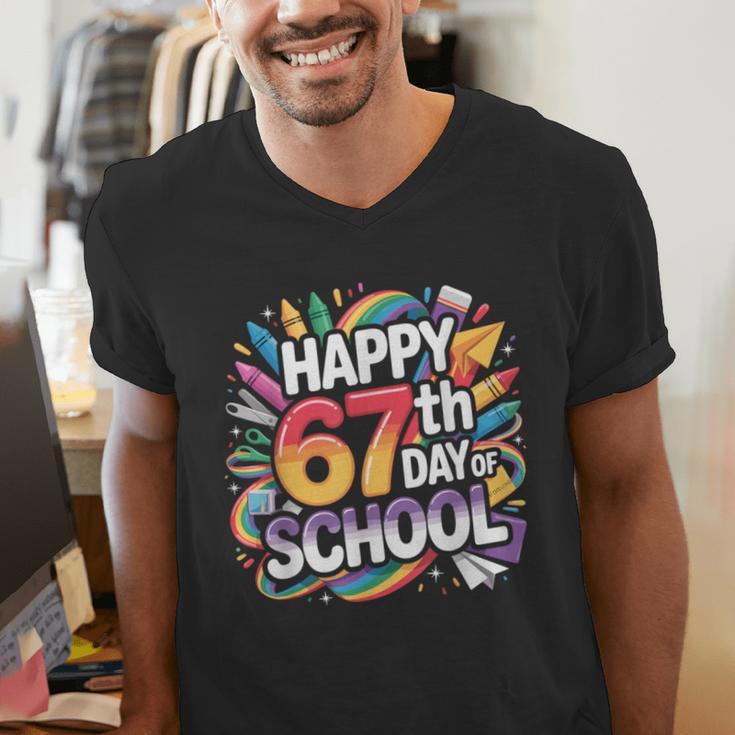 Happy 67 Days Of School Meme 100 Day Of School Teacher 6 7 Men's V-Neck T-Shirt, funny gift Happy 67 Days Of School Meme 100 Day Of School Teacher 6 7 Men's V-Neck T-Shirt, funny gift