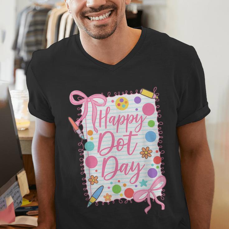 Happy Dot Day Bow Coquette For Teacher Girls Men's V-Neck T-Shirt, funny gift Happy Dot Day Bow Coquette For Teacher Girls Men's V-Neck T-Shirt, funny gift