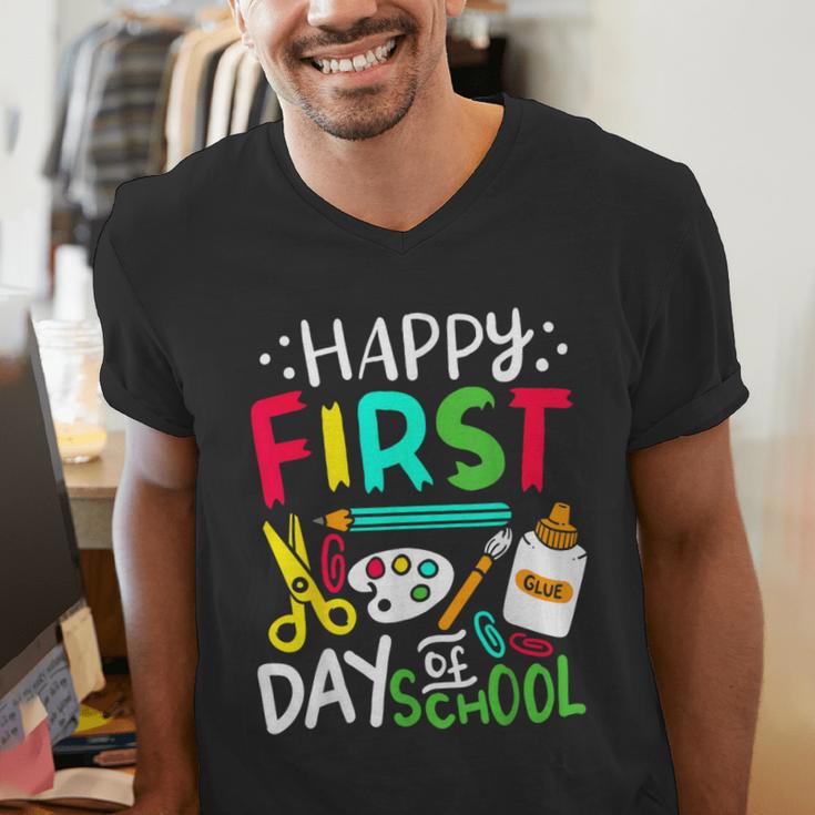 Happy First Day Of School Teacher Back To School Student Men's V-Neck T-Shirt, funny gift Happy First Day Of School Teacher Back To School Student Men's V-Neck T-Shirt, funny gift