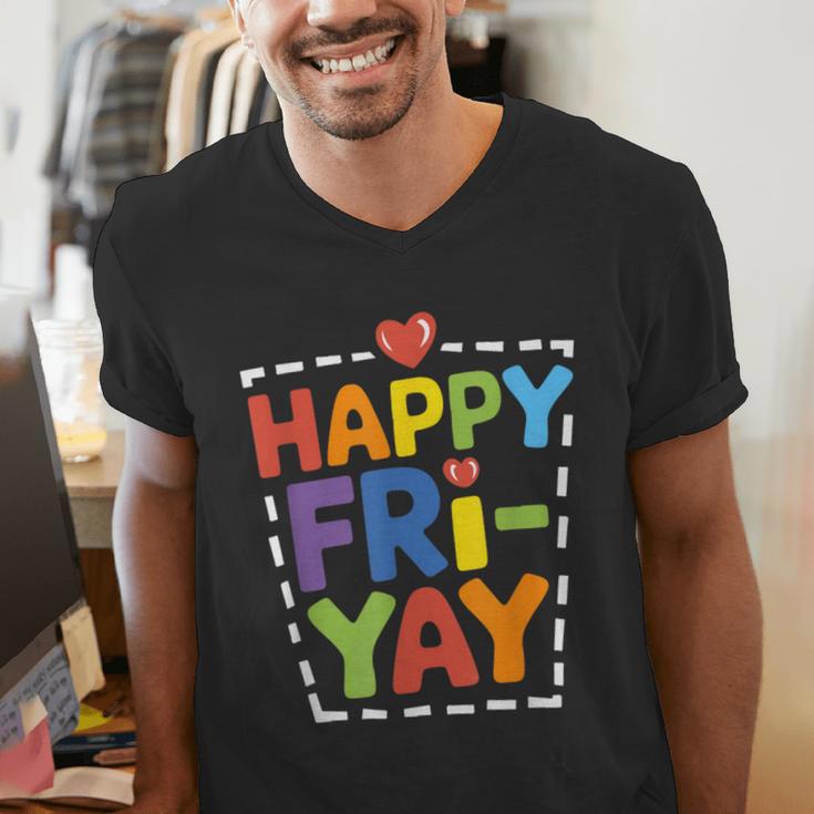 Happy Fri-Yay Teacher Life Weekend Pun Happy Friday Men's V-Neck T-Shirt, funny gift Happy Fri-Yay Teacher Life Weekend Pun Happy Friday Men's V-Neck T-Shirt, funny gift