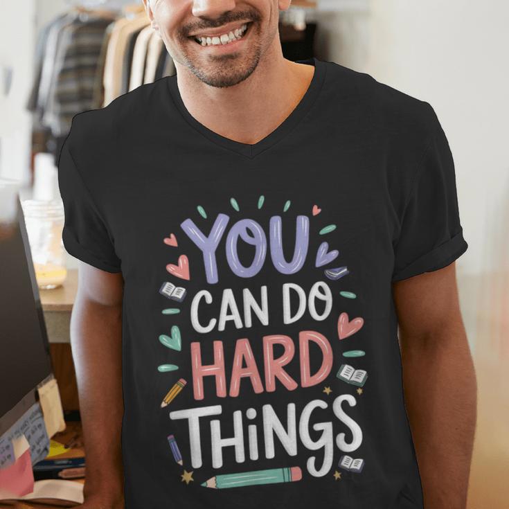 You Can Do Hard Things Test Day Teacher Kids Men's V-Neck T-Shirt, funny gift