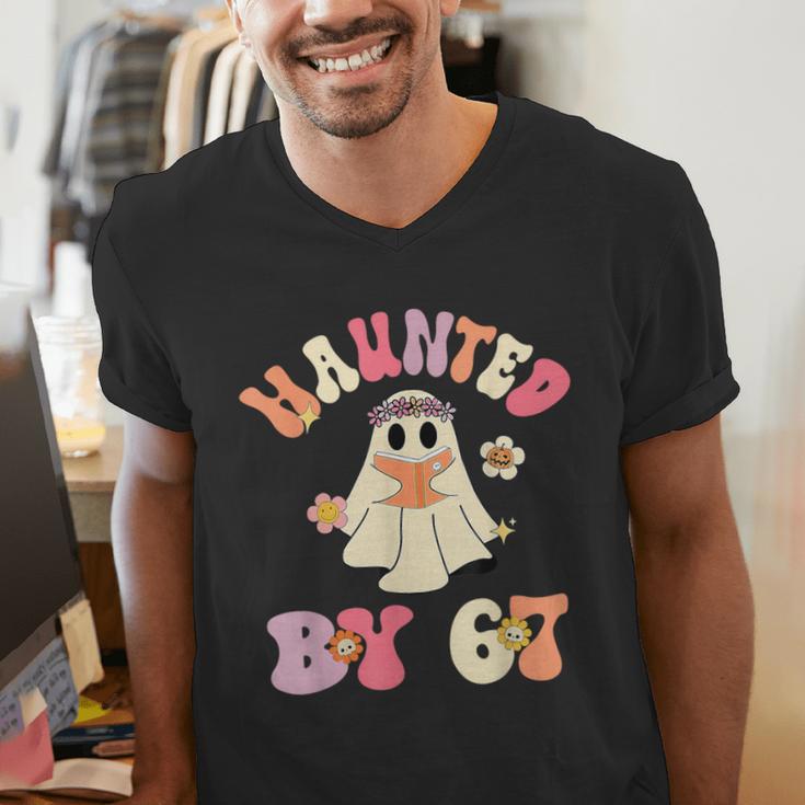 Haunted By 67 Meme Six Seven 6 7 Halloween Teachers Men's V-Neck T-Shirt, funny gift Haunted By 67 Meme Six Seven 6 7 Halloween Teachers Men's V-Neck T-Shirt, funny gift