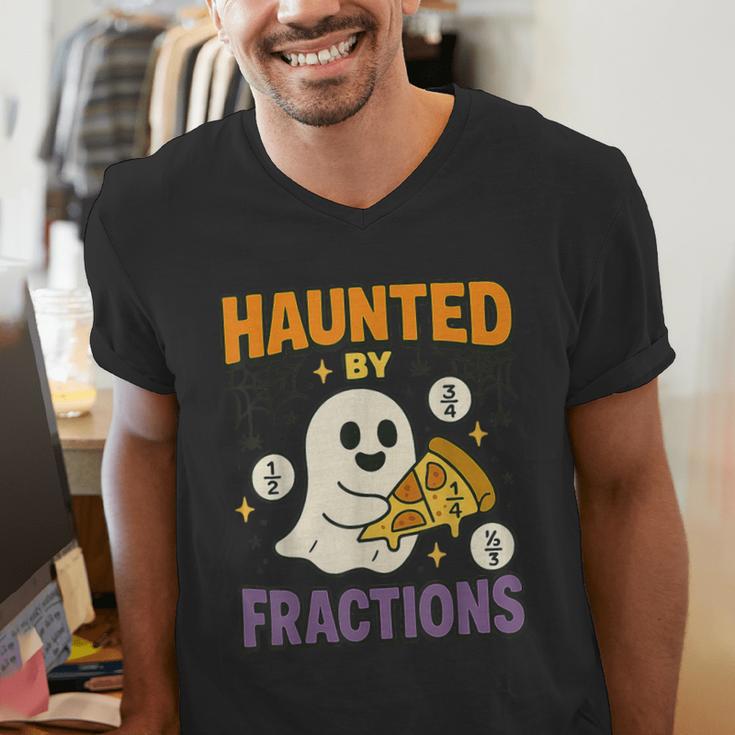 Haunted By Fractions Math Halloween Teacher Men's V-Neck T-Shirt, funny gift Haunted By Fractions Math Halloween Teacher Men's V-Neck T-Shirt, funny gift