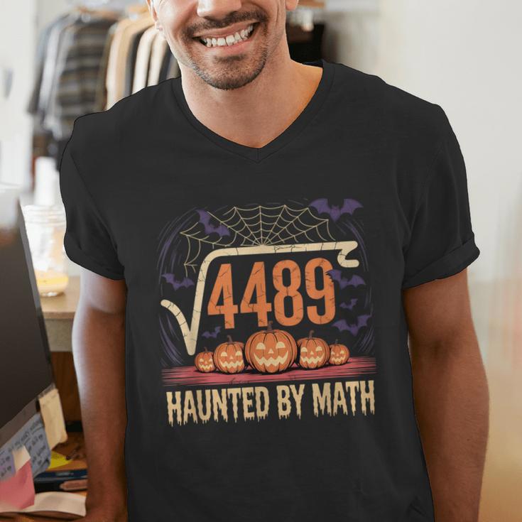 Haunted By Math 67 Meme Math Teacher Square Root 4489 Men's V-Neck T-Shirt, funny gift