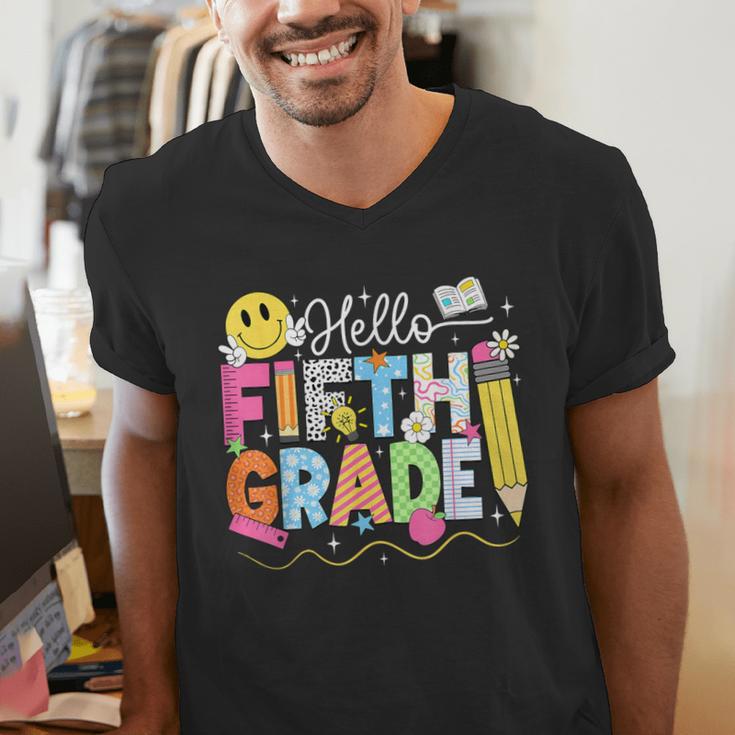 Hello Fifth Grade Team 5th Grade Back To School Teacher Kids Men's V-Neck T-Shirt, funny gift Hello Fifth Grade Team 5th Grade Back To School Teacher Kids Men's V-Neck T-Shirt, funny gift