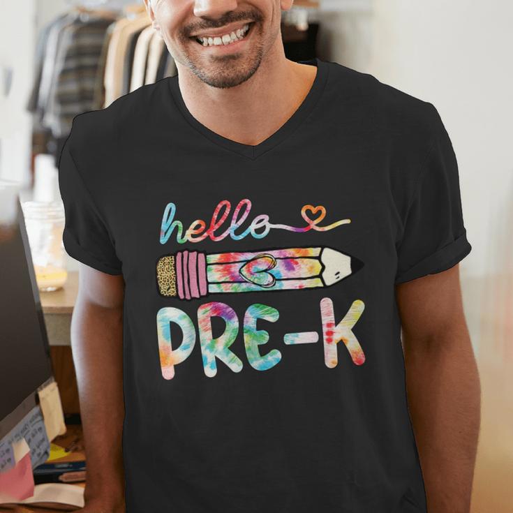 Hello Pre-K Pencil Teacher Student Tie Dye Men's V-Neck T-Shirt, funny gift Hello Pre-K Pencil Teacher Student Tie Dye Men's V-Neck T-Shirt, funny gift