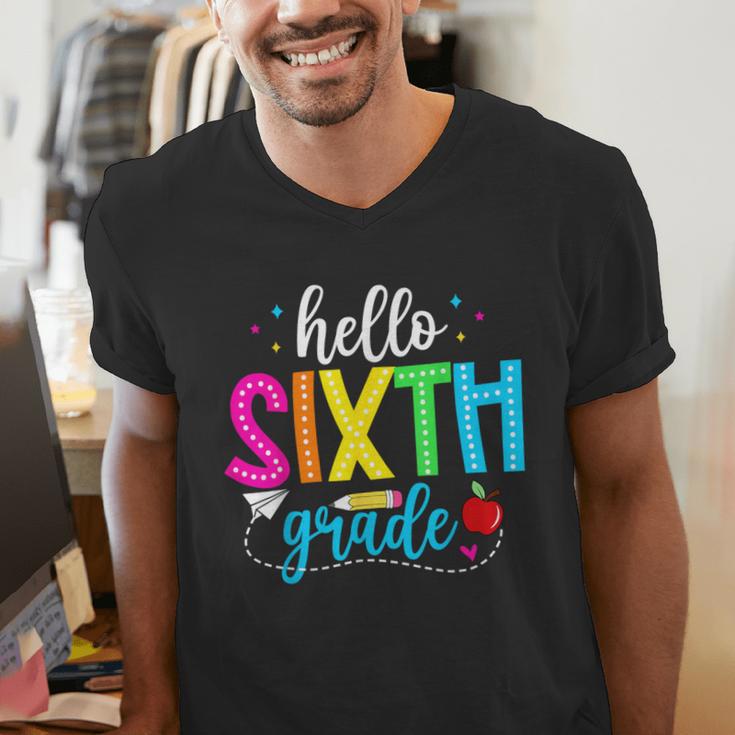 Hello Sixth Grade Cute Back To School 6th Grade Teacher Kids Men's V-Neck T-Shirt, funny gift Hello Sixth Grade Cute Back To School 6th Grade Teacher Kids Men's V-Neck T-Shirt, funny gift