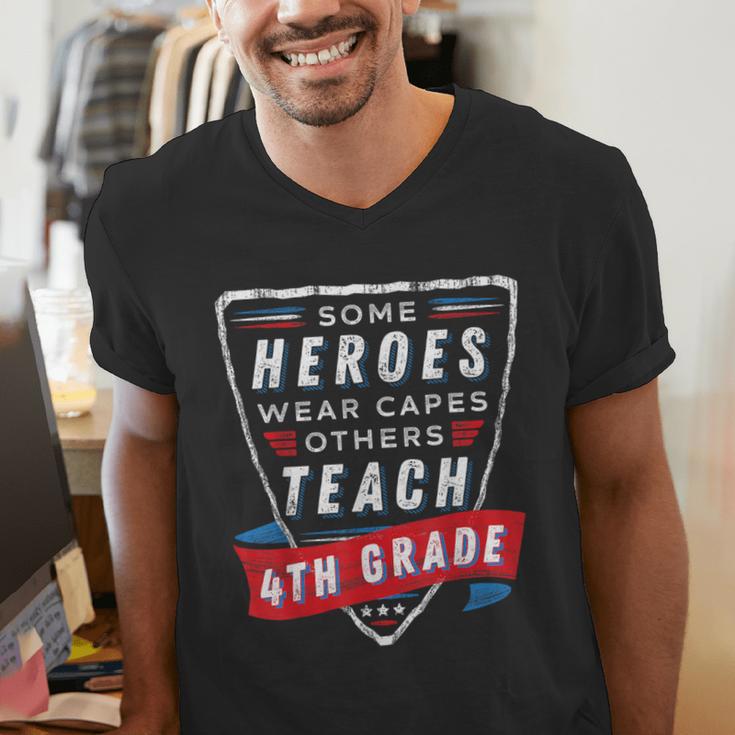 Some Heroes Wear Capes Others Teach 4th Grade Teacher Men Women Kids Men's V-Neck T-Shirt, 4th Grade Teacher Shirts, funny gift Some Heroes Wear Capes Others Teach 4th Grade Teacher Men Women Kids Men's V-Neck T-Shirt, 4th Grade Teacher Shirts, funny gift