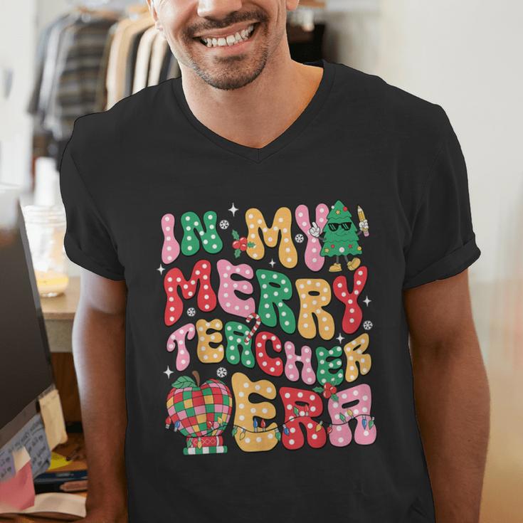 In My Holly Xmas Jolly Teacher Era Teacher Vibes Christmas Men's V-Neck T-Shirt, funny gift In My Holly Xmas Jolly Teacher Era Teacher Vibes Christmas Men's V-Neck T-Shirt, funny gift