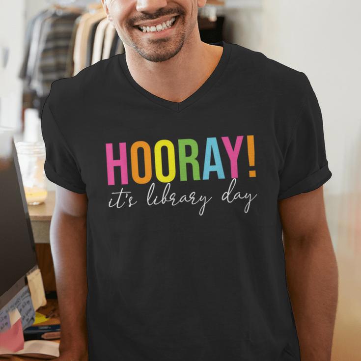 Hooray It's Library Day Teacher Reader Books Back To School Men's V-Neck T-Shirt, funny gift Hooray It's Library Day Teacher Reader Books Back To School Men's V-Neck T-Shirt, funny gift