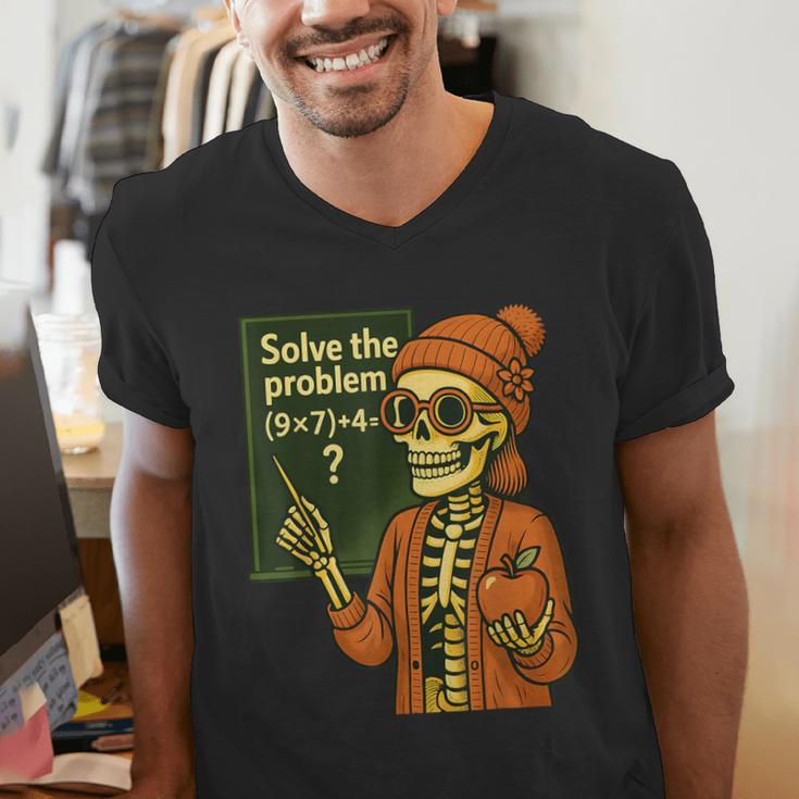 HUGvyn Halloween Skeleton Six Seven 67 Meme PEMDAS Teacher Men's V-Neck T-Shirt, funny gift