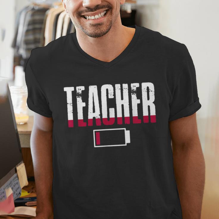 Humor Teacher Empty Battery Power Men Women Men's V-Neck T-Shirt, funny gift Humor Teacher Empty Battery Power Men Women Men's V-Neck T-Shirt, funny gift