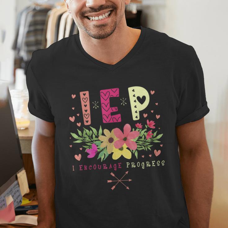 IEP I Encourage Progress Teacher Special Education Men Women Men's V-Neck T-Shirt, funny gift IEP I Encourage Progress Teacher Special Education Men Women Men's V-Neck T-Shirt, funny gift