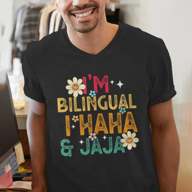 I’m Bilingual I Haha And Jaja Spanish Teacher Bilingual For Men Women Girls Kids Men's V-Neck T-Shirt, funny gift