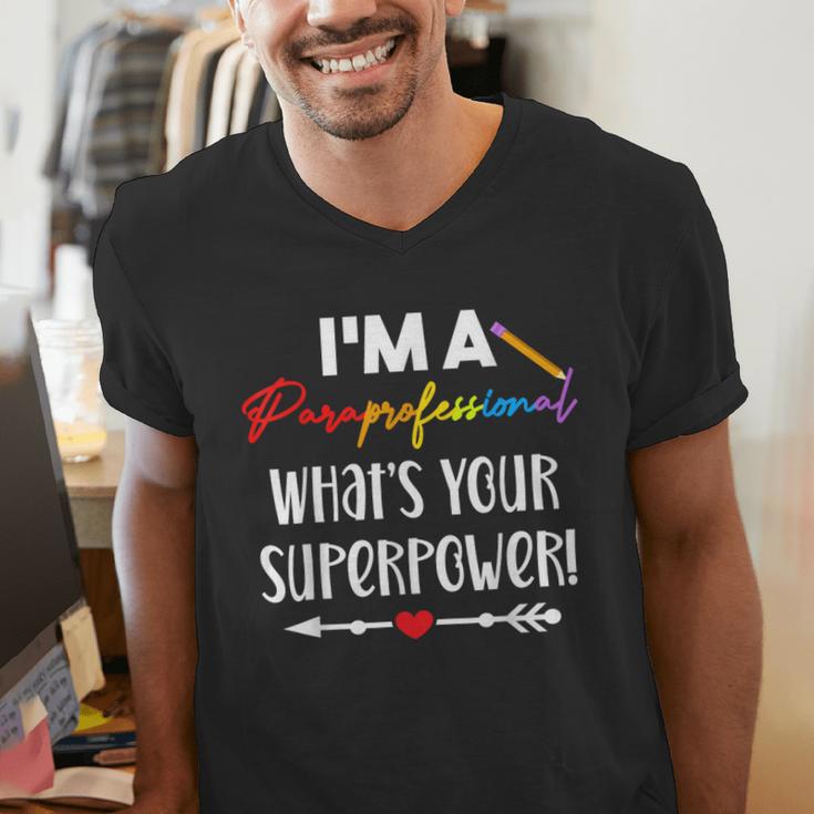 I'm A Paraprofessional What's Your Superpower Para Teacher Men's V-Neck T-Shirt, funny gift I'm A Paraprofessional What's Your Superpower Para Teacher Men's V-Neck T-Shirt, funny gift