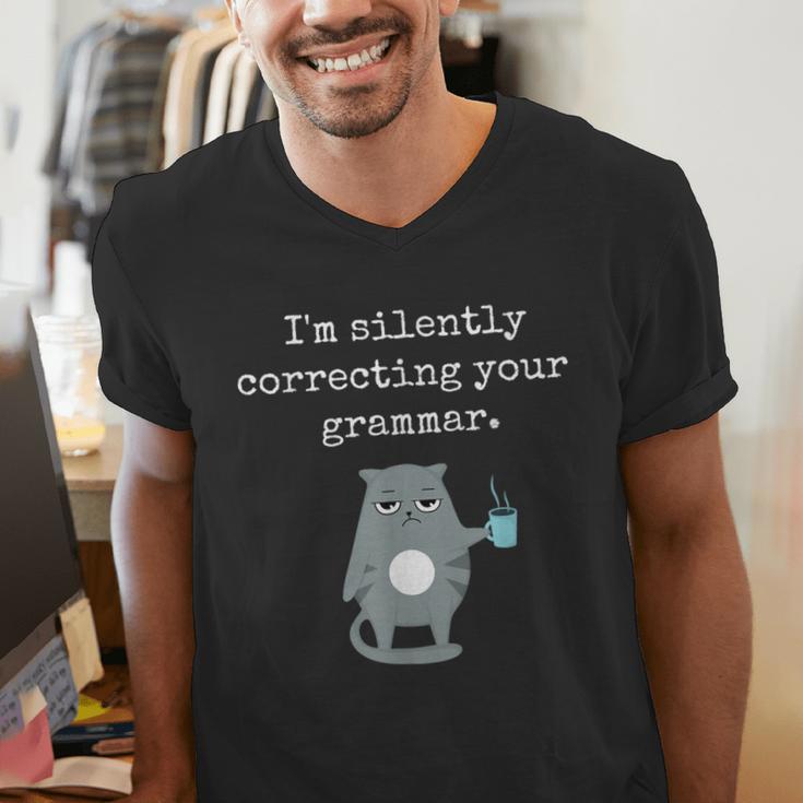 I'm Silently Correcting Your Grammar Sarcastic Teacher For Men Women Kids Men's V-Neck T-Shirt, funny gift I'm Silently Correcting Your Grammar Sarcastic Teacher For Men Women Kids Men's V-Neck T-Shirt, funny gift