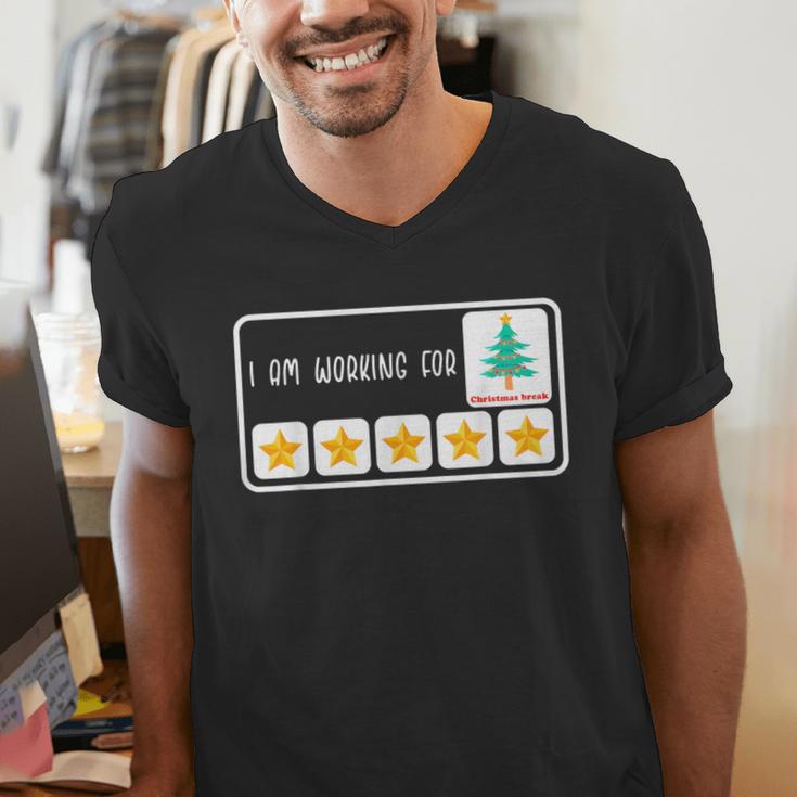 I'm Working For Christmas Break 5 Star Winter Teacher Stars Men's V-Neck T-Shirt, funny gift I'm Working For Christmas Break 5 Star Winter Teacher Stars Men's V-Neck T-Shirt, funny gift