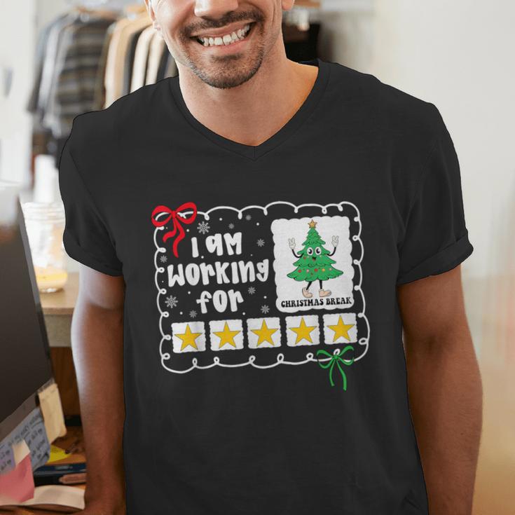 I'm Working For Christmas Break 5 Stars Christmas Teacher Men's V-Neck T-Shirt, funny gift I'm Working For Christmas Break 5 Stars Christmas Teacher Men's V-Neck T-Shirt, funny gift