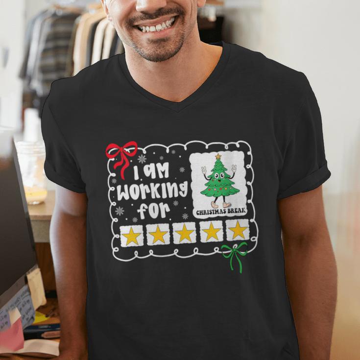I'm Working For Christmas Break 5 Stars Christmas Teacher Men's V-Neck T-Shirt, funny gift I'm Working For Christmas Break 5 Stars Christmas Teacher Men's V-Neck T-Shirt, funny gift
