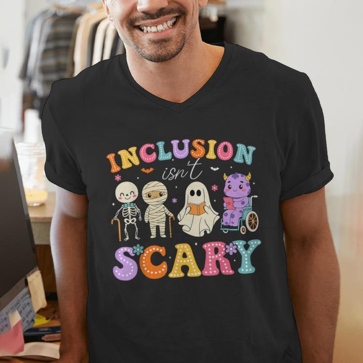 Inclusion Isn't Scary Ghost Halloween SLP Sped Teacher Men's V-Neck T-Shirt, funny gift Inclusion Isn't Scary Ghost Halloween SLP Sped Teacher Men's V-Neck T-Shirt, funny gift