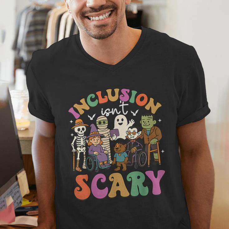 Inclusion Isn't Scary Ghost Mummy Halloween SLP Sped Teacher Men's V-Neck T-Shirt, funny gift Inclusion Isn't Scary Ghost Mummy Halloween SLP Sped Teacher Men's V-Neck T-Shirt, funny gift