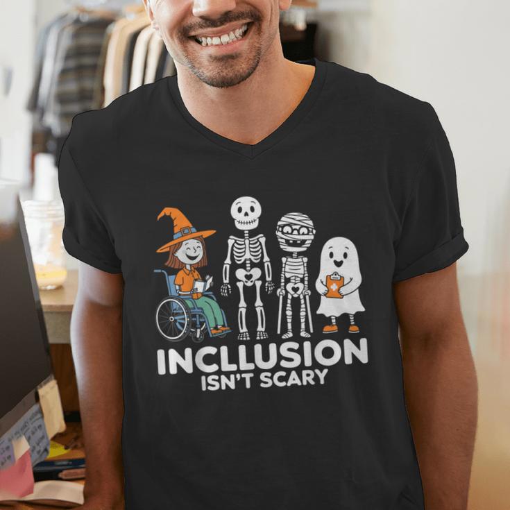 Inclusion Isn't Scary SLP Halloween Costume Sped Teacher Men's V-Neck T-Shirt, funny gift Inclusion Isn't Scary SLP Halloween Costume Sped Teacher Men's V-Neck T-Shirt, funny gift