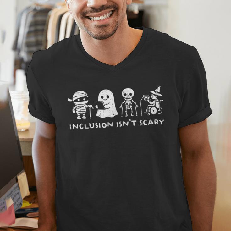 Inclusion Isn't Scary SLP Halloween Ghost Mummy Sped Teacher Men's V-Neck T-Shirt, funny gift