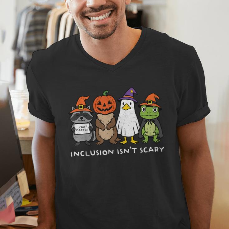 Inclusion Isn't Scary SLP Halloween Sped Teacher Animal Men's V-Neck T-Shirt, funny gift