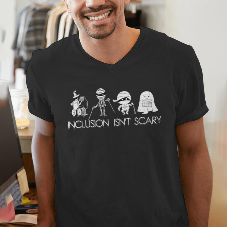 Inclusion Isn't Scary Slp Halloween Sped Teacher Ghost Mummy Men's V-Neck T-Shirt, funny gift Inclusion Isn't Scary Slp Halloween Sped Teacher Ghost Mummy Men's V-Neck T-Shirt, funny gift