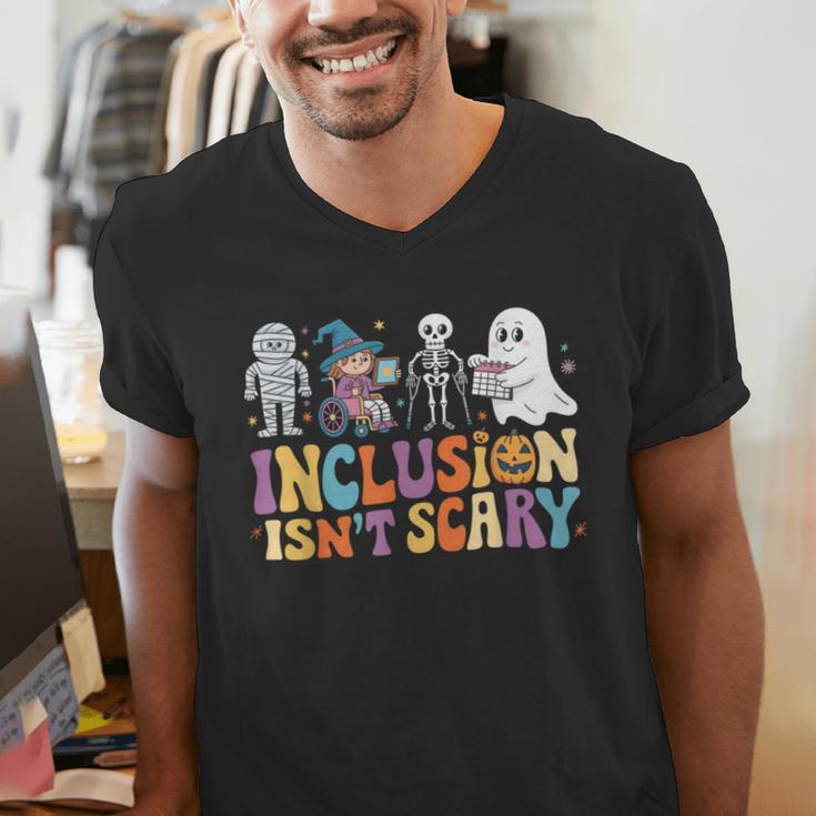 Inclusion Isn't Scary SLP Halloween Sped Teacher Men's V-Neck T-Shirt, funny gift