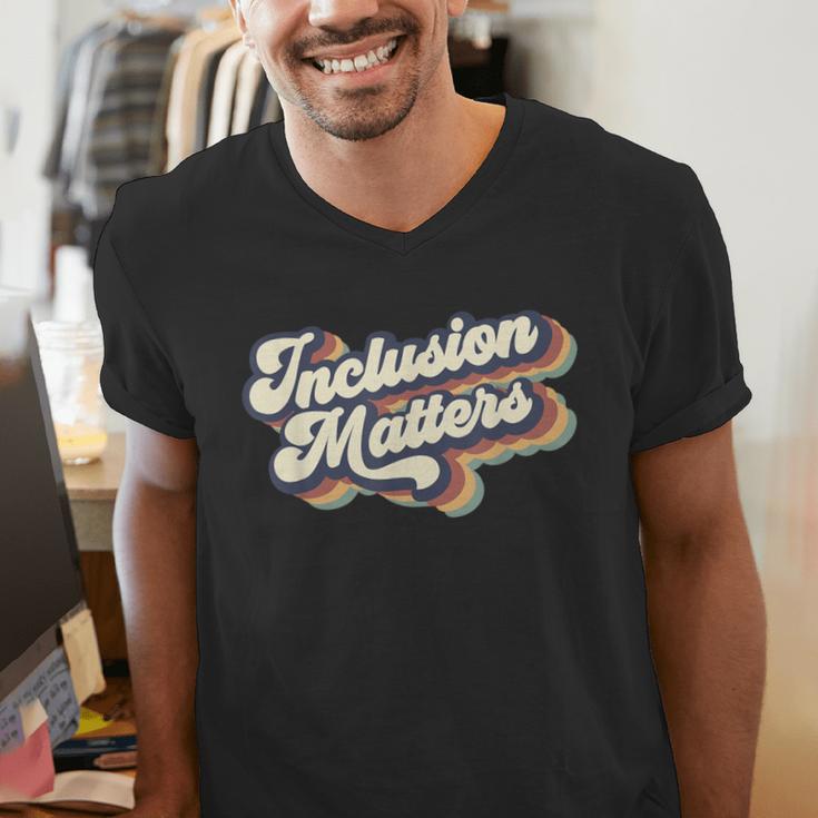 Inclusion Matters Retro Special Education Teacher Women Men's V-Neck T-Shirt, funny gift