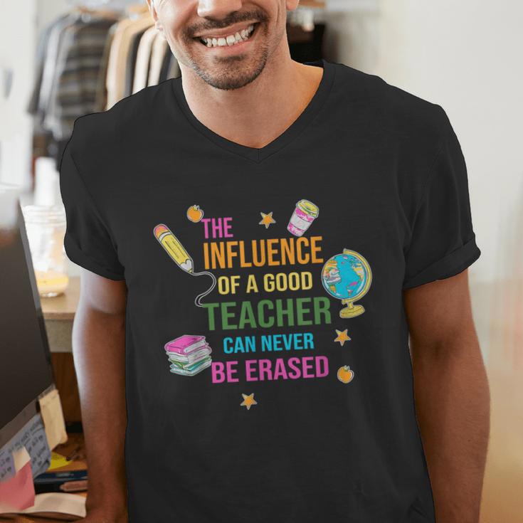 The Influence Of A Good Teacher Can Never Be Erased Quote Men's V-Neck T-Shirt, funny gift The Influence Of A Good Teacher Can Never Be Erased Quote Men's V-Neck T-Shirt, funny gift