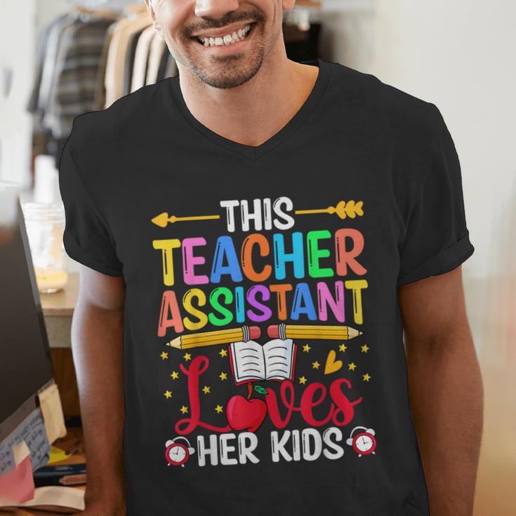 Instructional Assistant Loves Her Kids Teacher Assistant Men's V-Neck T-Shirt, funny gift