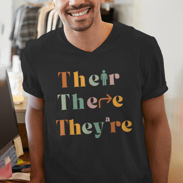Their There They'Re English Teacher Gramma Police Joke Men's V-Neck T-Shirt, English Teacher Shirts, funny gift Their There They'Re English Teacher Gramma Police Joke Men's V-Neck T-Shirt, English Teacher Shirts, funny gift