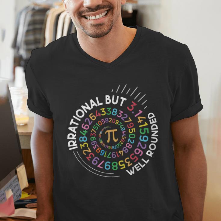 Irrational But Well Rounded Pi Day Math Teacher Student Geek Men's V-Neck T-Shirt, funny gift