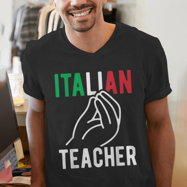 Italian Teacher Italy Italia Back To School First Day Men's V-Neck T-Shirt, funny gift Italian Teacher Italy Italia Back To School First Day Men's V-Neck T-Shirt, funny gift