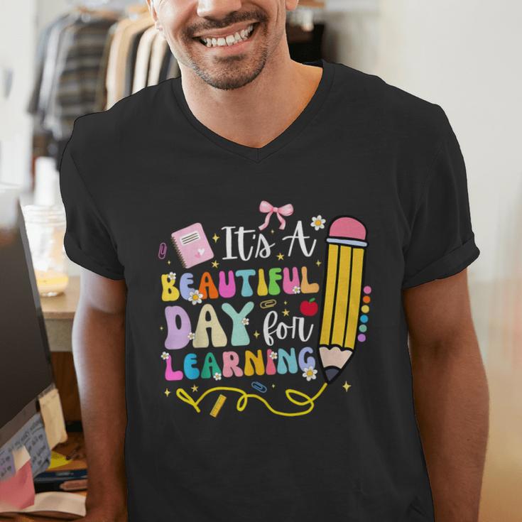 It's Beautiful Day For Learning Teacher Students Girls Boys Men's V-Neck T-Shirt, funny gift It's Beautiful Day For Learning Teacher Students Girls Boys Men's V-Neck T-Shirt, funny gift