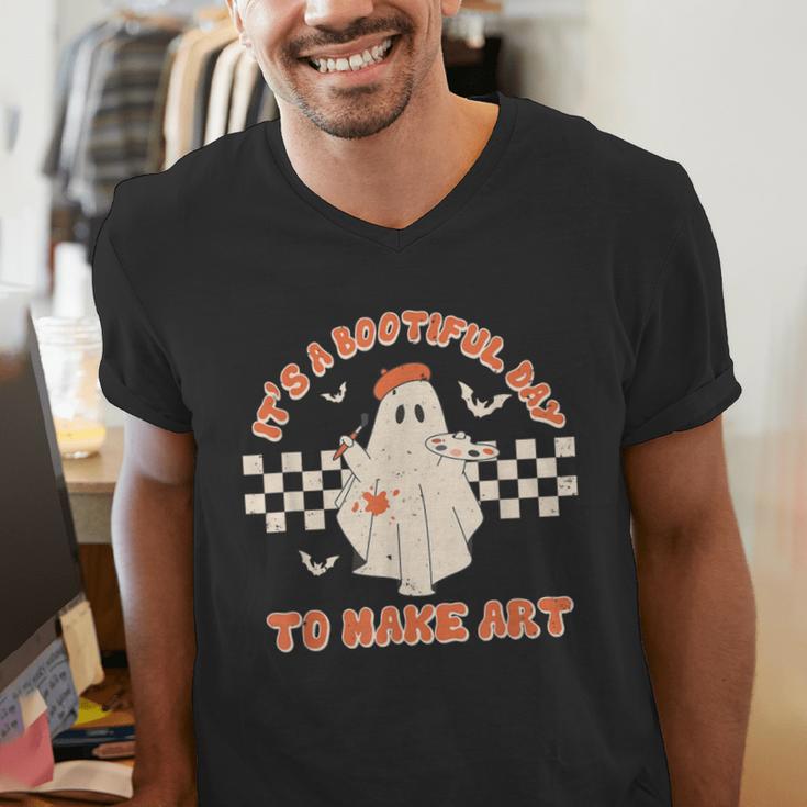 It's A Bootiful Day To Make Art Halloween Art Teacher Men's V-Neck T-Shirt, funny gift It's A Bootiful Day To Make Art Halloween Art Teacher Men's V-Neck T-Shirt, funny gift