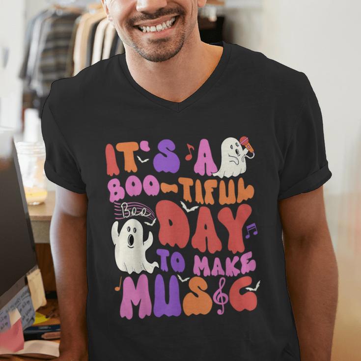It's a Bootiful Day To Make Music Halloween Music Teacher Men's V-Neck T-Shirt, funny gift It's a Bootiful Day To Make Music Halloween Music Teacher Men's V-Neck T-Shirt, funny gift