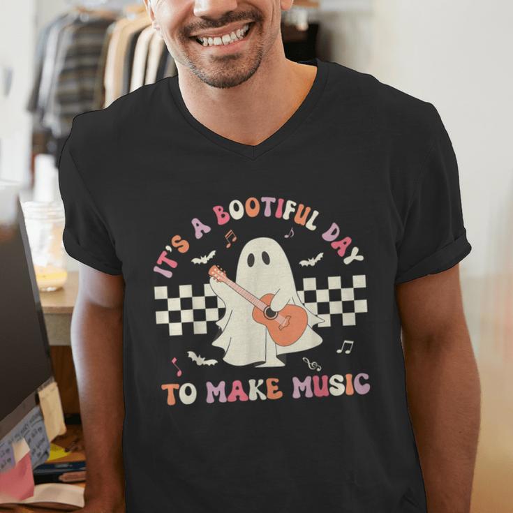 It's A Bootiful Day To Make Music Teacher Musician Halloween For Men Women Kids Men's V-Neck T-Shirt, funny gift