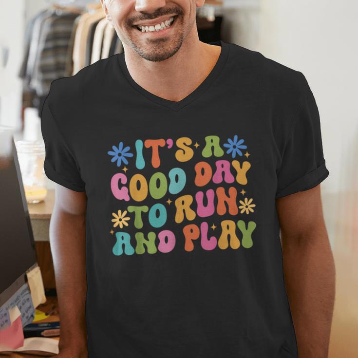 Its A Good Day To Run And Play PE Teacher Physical Education Men's V-Neck T-Shirt, Pe Teacher Shirts, funny gift