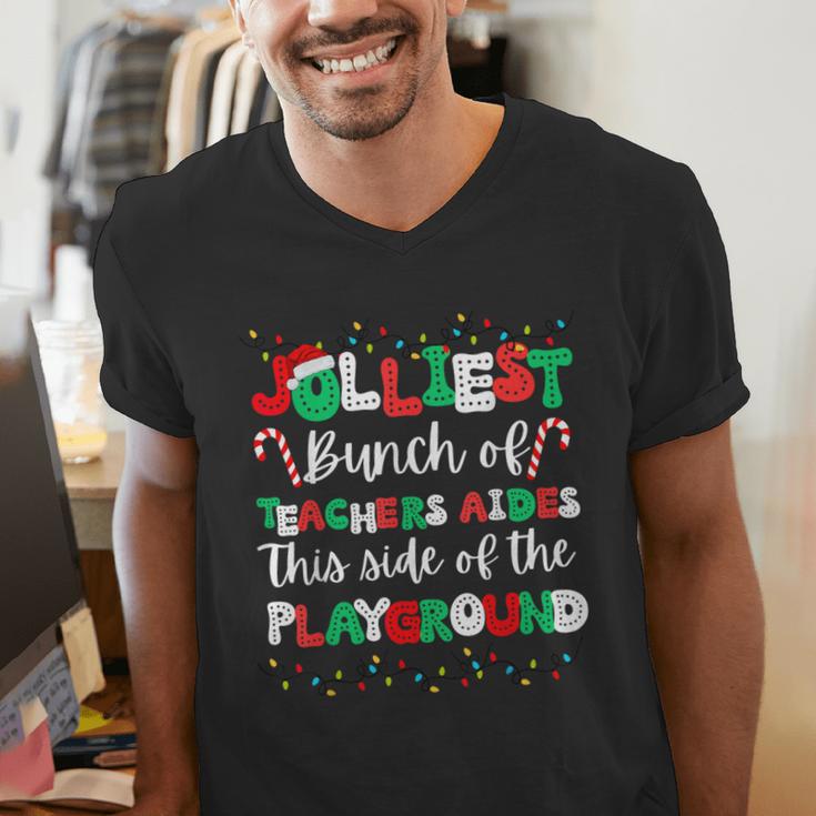Jolliest Bunch Of Teachers Aides This Side Of The Playground Men's V-Neck T-Shirt, funny gift Jolliest Bunch Of Teachers Aides This Side Of The Playground Men's V-Neck T-Shirt, funny gift